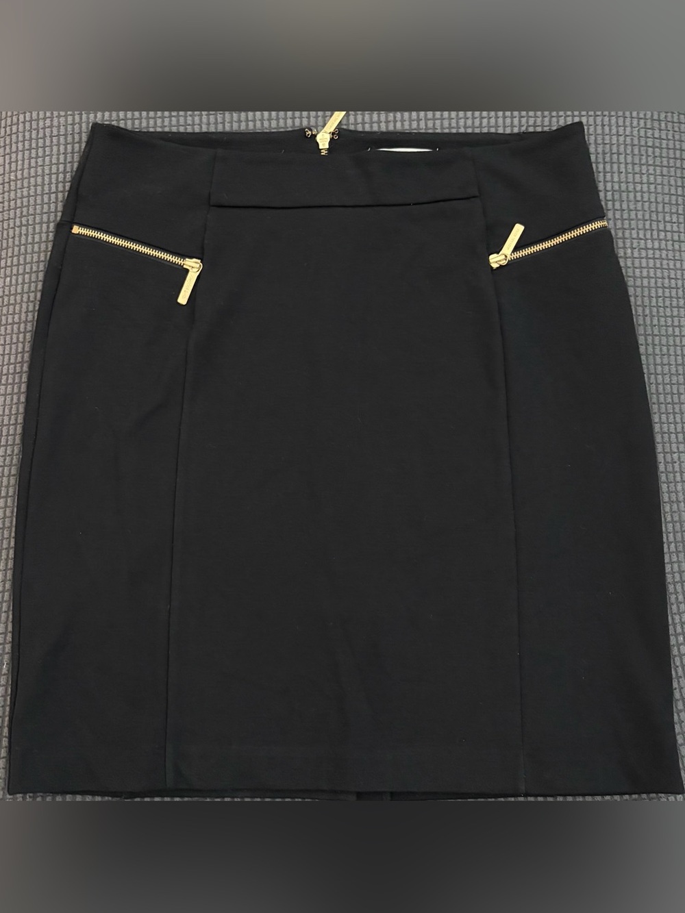 Michael Kors Black Pencil Skirt with Gold Zippers